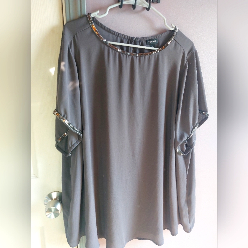 Torrid 3 Purple Blouse with Sequin Trim